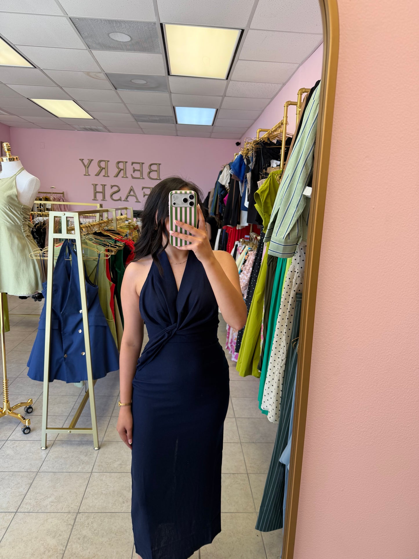 Cecilia Navy Dress