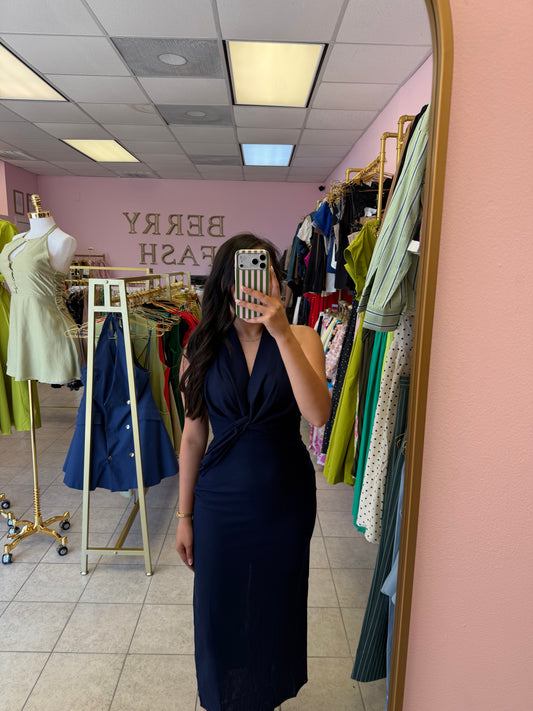 Cecilia Navy Dress