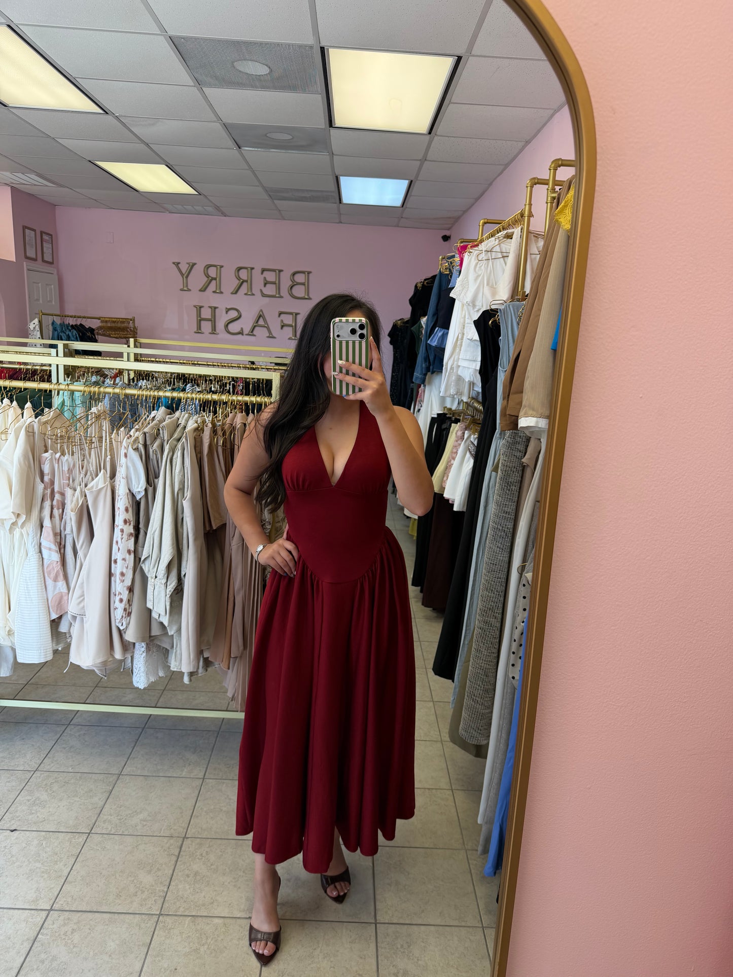 Evelyn Burgundy Dress