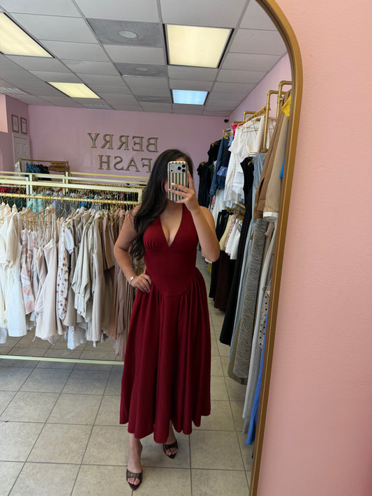 Evelyn Burgundy Dress