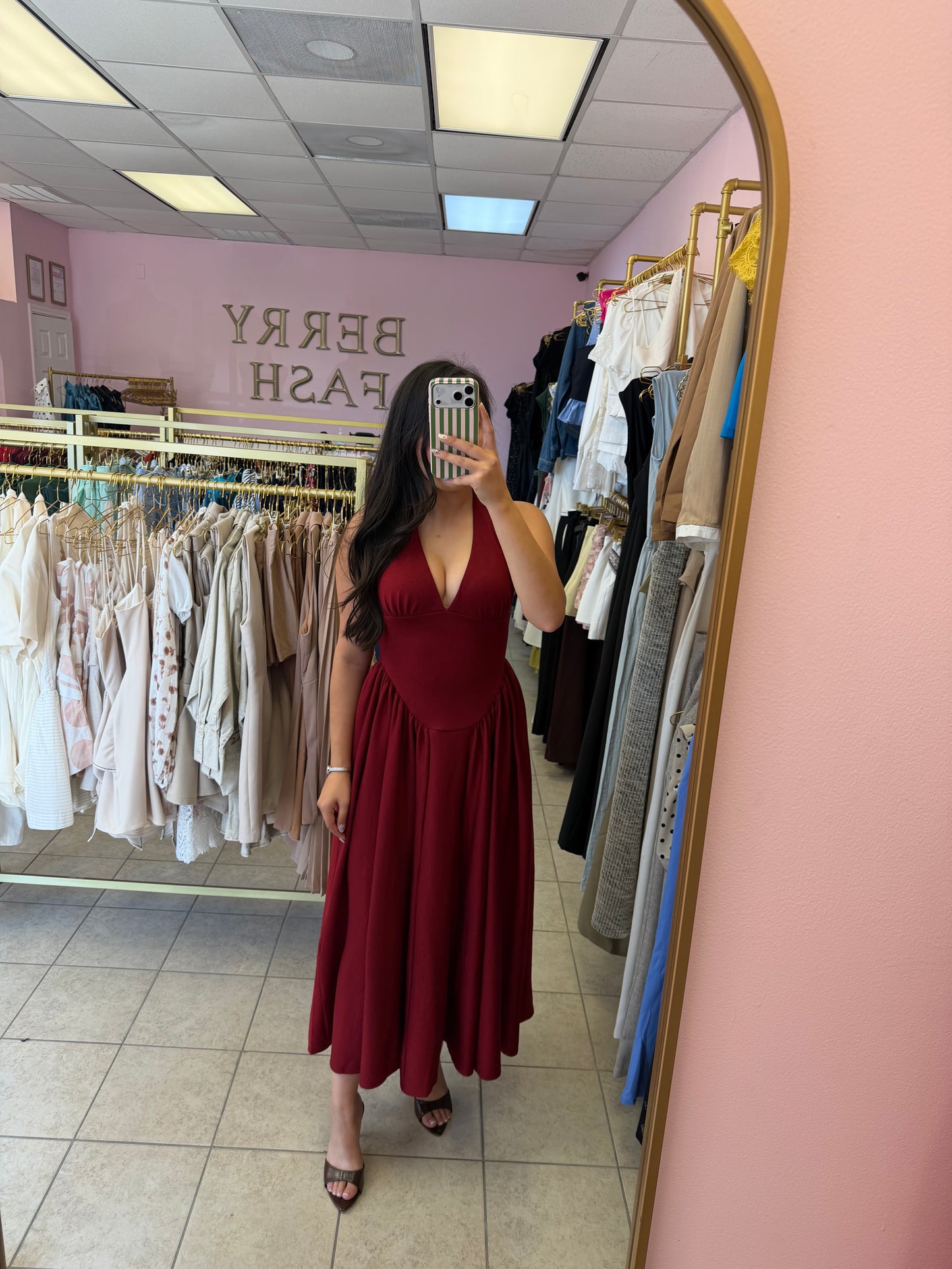 Evelyn Burgundy Dress