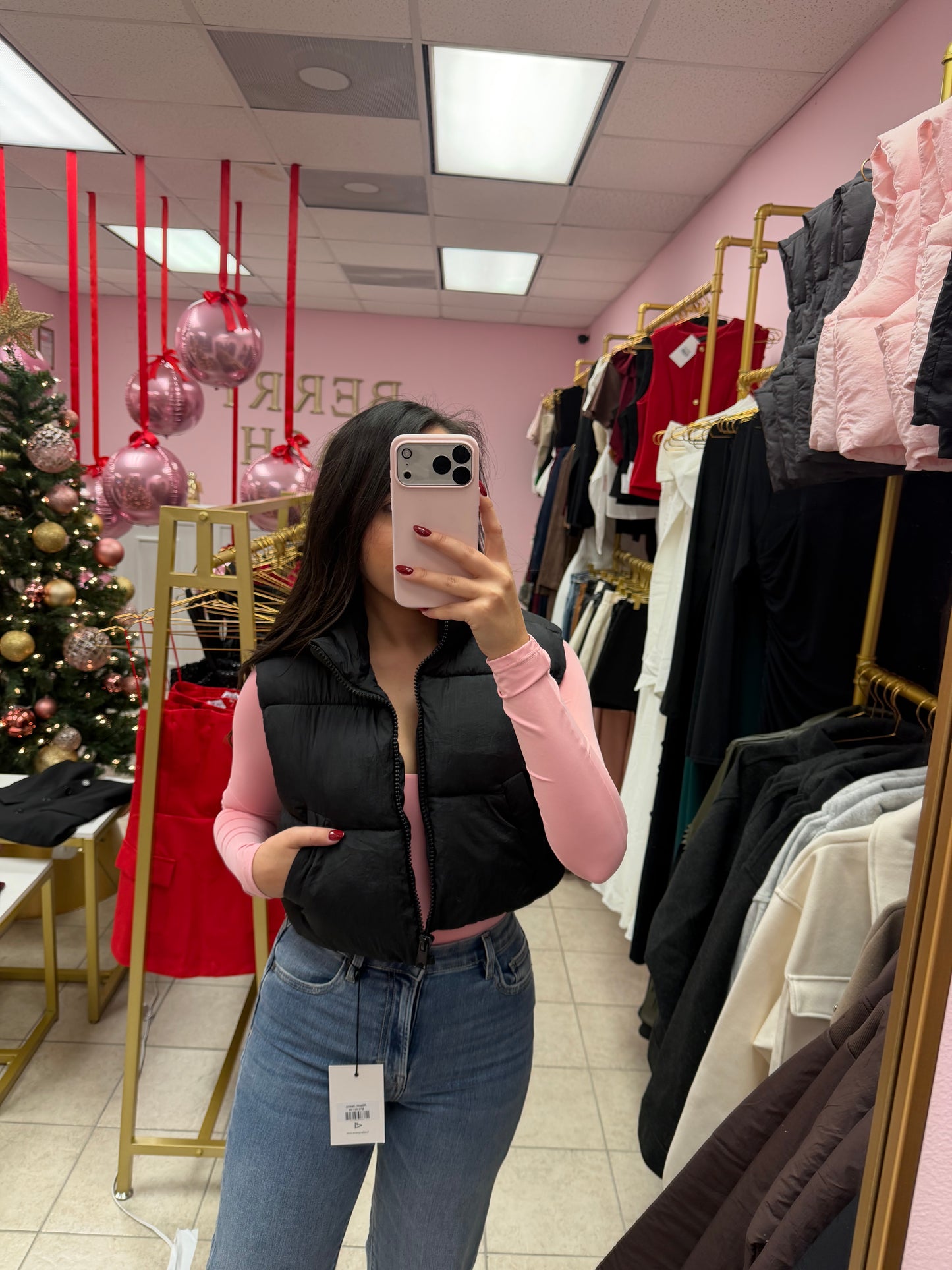 Alina Black Puffer Vest